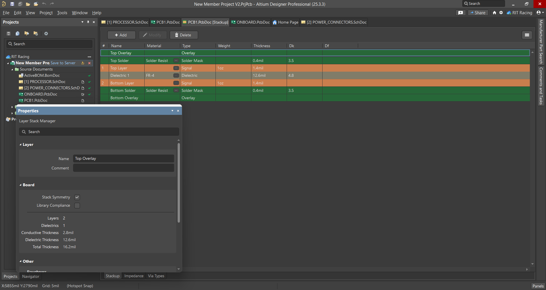 Default Layer Stack