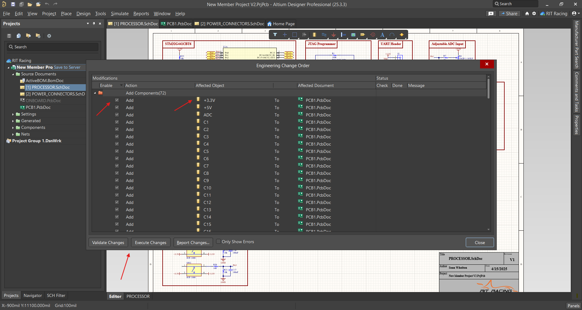 Select Components and Execute Update PCB